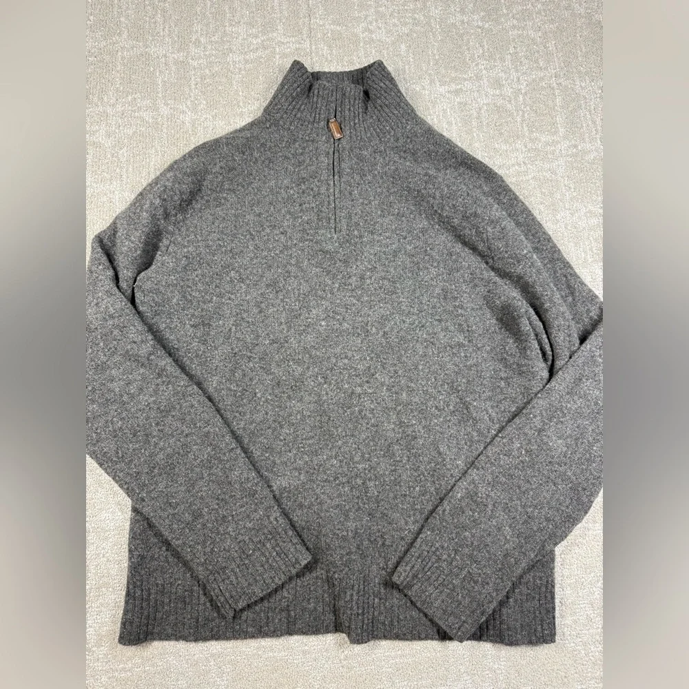 J. Crew 100% Lambswool Gray 1/4 Zip Sweater Size Large
